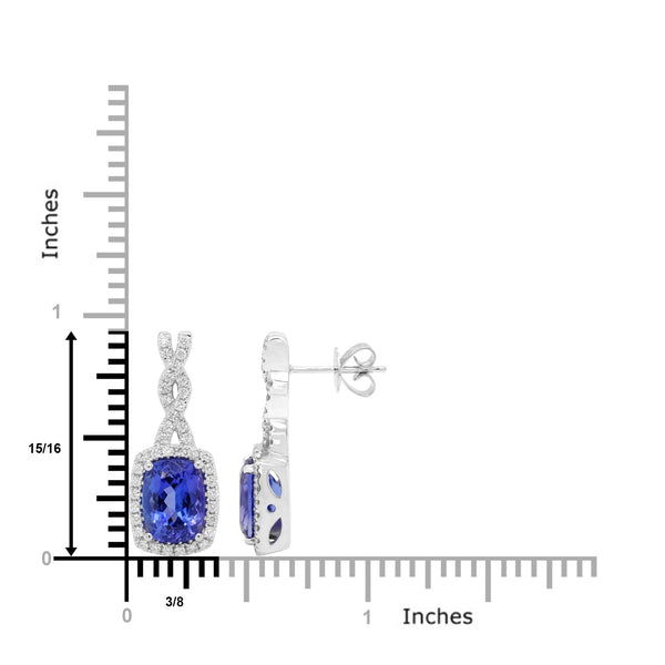 4.44ct Tanzanite Earrings With 0.55tct Diamonds Set In 14kt White Gold