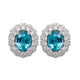 6.64ct Blue Zircon Stud Earring With 1.15tct Diamonds Set In 14kt White Gold