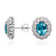 6.64ct Blue Zircon Stud Earring With 1.15tct Diamonds Set In 14kt White Gold