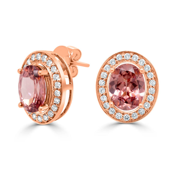 7.64ct Morganite Earring with 0.75ct Diamonds set in 14K Rose Gold