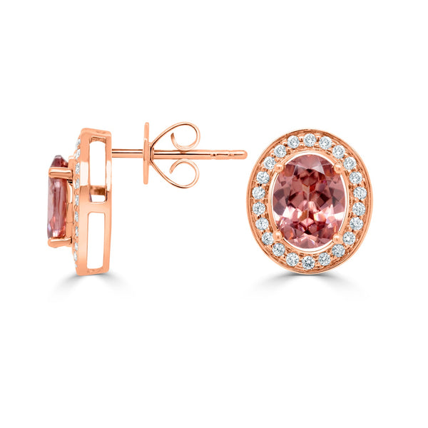 7.64ct Morganite Earring with 0.75ct Diamonds set in 14K Rose Gold