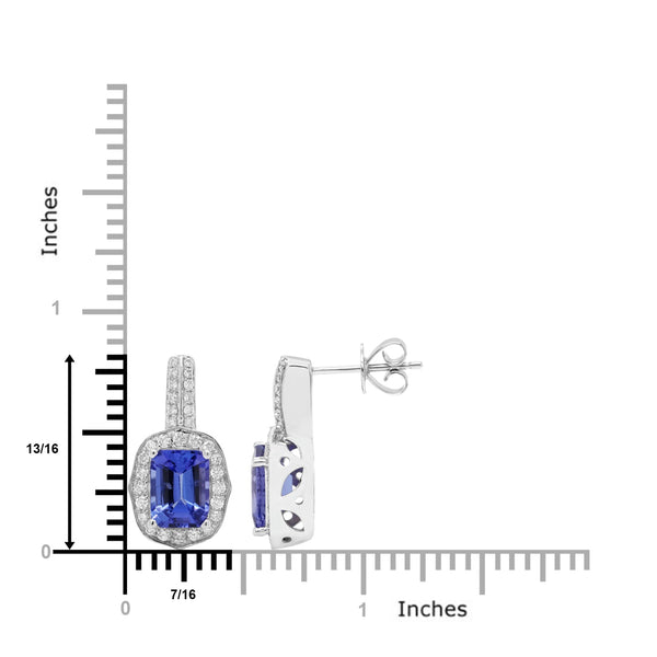 3.05ct Tanzanite Earrings With 0.45tct Diamonds Set In 14kt White Gold