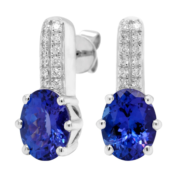 3.84ct Tanzanite Earrings With 0.16tct Diamonds Set In 14kt White Gold