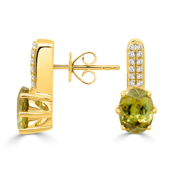 4.48ct Sphene Earring with 0.18ct Diamonds set in 14K Yellow Gold