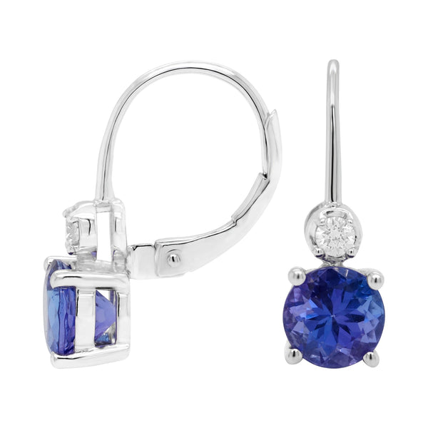 2.71ct Tanzanite Earrings With 0.12tct Diamonds Set In 14kt White Gold
