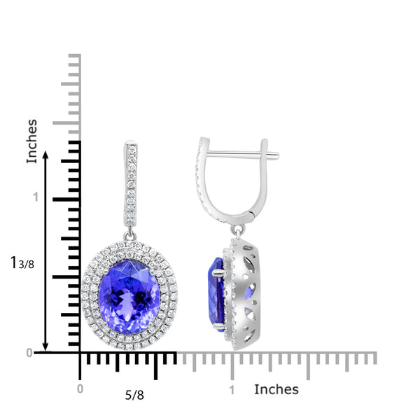 10.54ct Tanzanite Earring with 0.95tct Diamonds set in 14K White Gold