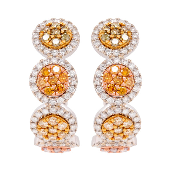 1.02tct Multi gemstone earrings with 0.74tct diamonds set in 14KW & 22KY