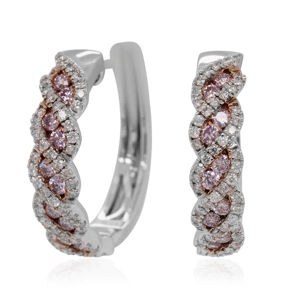 1.04tct Pink Diamond Earring with 0.70tct Diamonds set in 18K Two Tone
