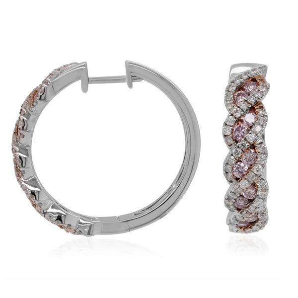 1.04tct Pink Diamond Earring with 0.70tct Diamonds set in 18K Two Tone