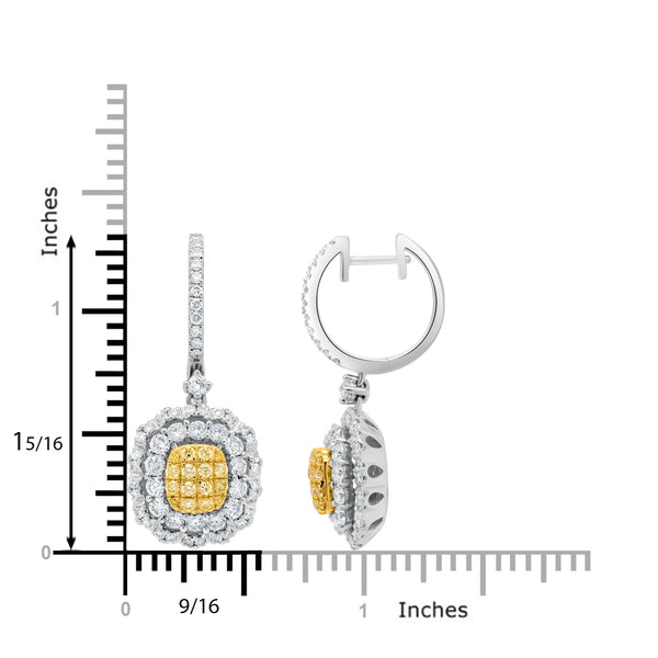 0.38tct Yellow Diamond Earring with 1.76tct Diamonds set in 14K White Gold