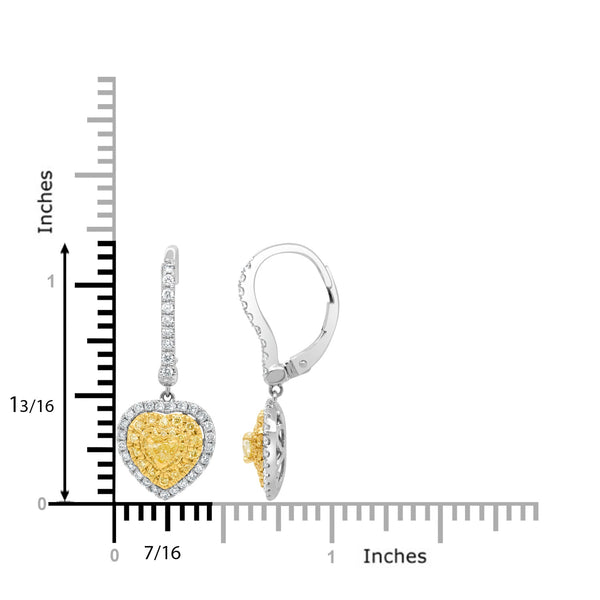 0.29ct Yellow Diamond Earring with 0.83ct Diamonds set in 18K Two Tone