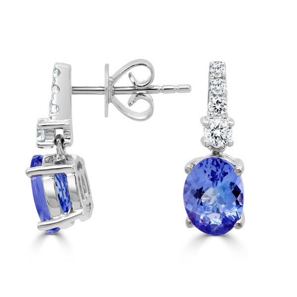 1.98ct Tanzanite Earring with 0.24tct Diamonds set in 14K White Gold