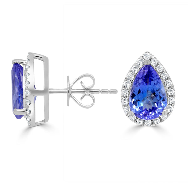2.58ct Tanzanite Earring with 0.26tct Diamonds set in 14K White Gold