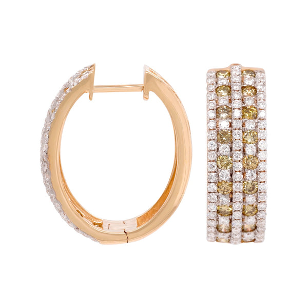 1.10tct Yellow Diamonds Earrings with 1.21tct diamonds set in 14K yellow gold