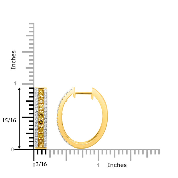 1.06 Green Diamond Earrings with 0.53tct Diamond set in 14K Yellow Gold