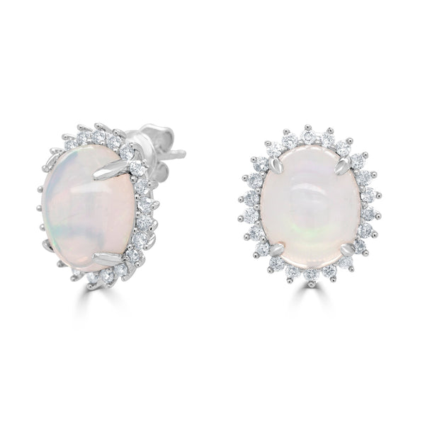 4.21tct Opal Earring with 0.52tct Diamonds set in 14K White Gold