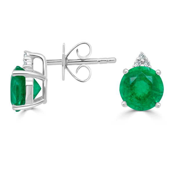 2.48tct Emerald Earring with 0.04tct Diamonds set in 14K White Gold