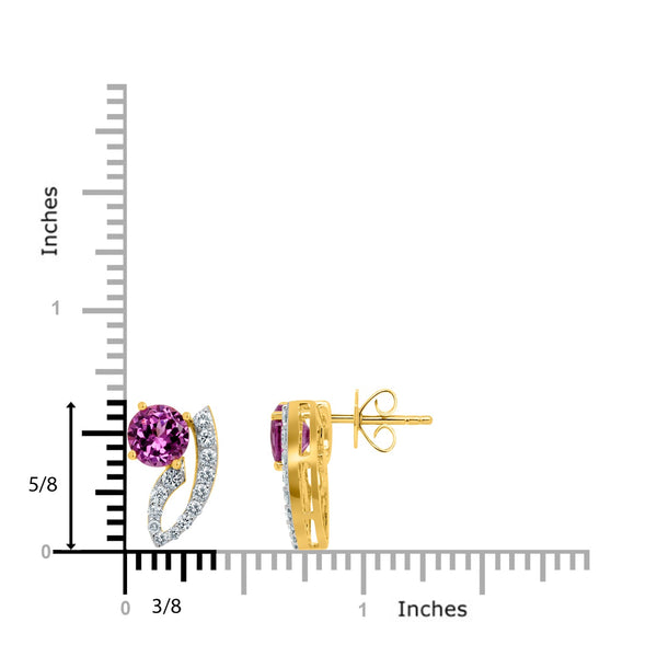 2.02tct Mahenga Garnet Earring with 0.48tct Diamonds set in 14K Yellow Gold
