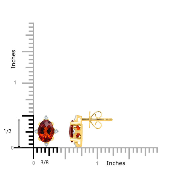 2tct Citrine Earring with 0.09tct Diamonds set in 14K Yellow Gold