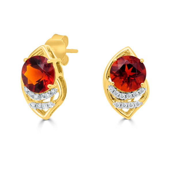 2.22tct Citrine Earring with 0.14tct Diamonds set in 14K Yellow Gold
