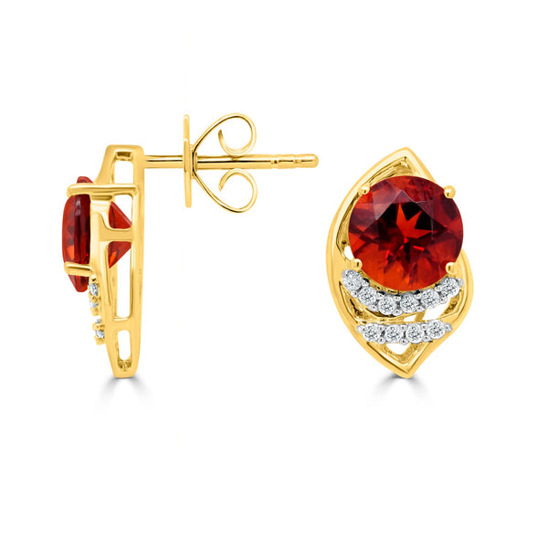 2.22tct Citrine Earring with 0.14tct Diamonds set in 14K Yellow Gold