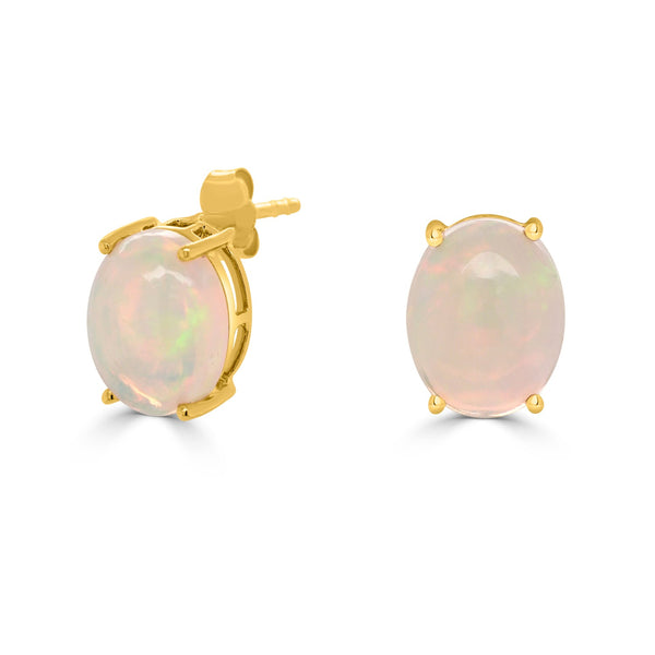 7.1tct Opal Earring with set in 14K Yellow Gold
