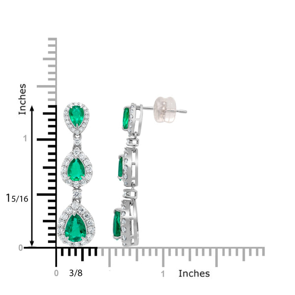 2.18tct Emerald Earring with 1.06tct Diamonds set in 850 Platinum
