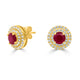 1.29tct Ruby Earring with 0.39tct Diamonds set in 14K Yellow Gold