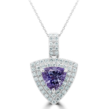 1.20Ct Tanzanite Pendant With 0.39Tct Diamonds Set In 14K White Gold