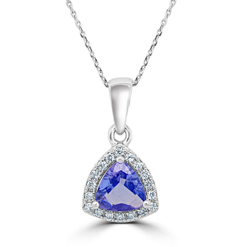 0.54Ct Tanzanite Pendant With 0.07Tct Diamonds Set In 14K White Gold