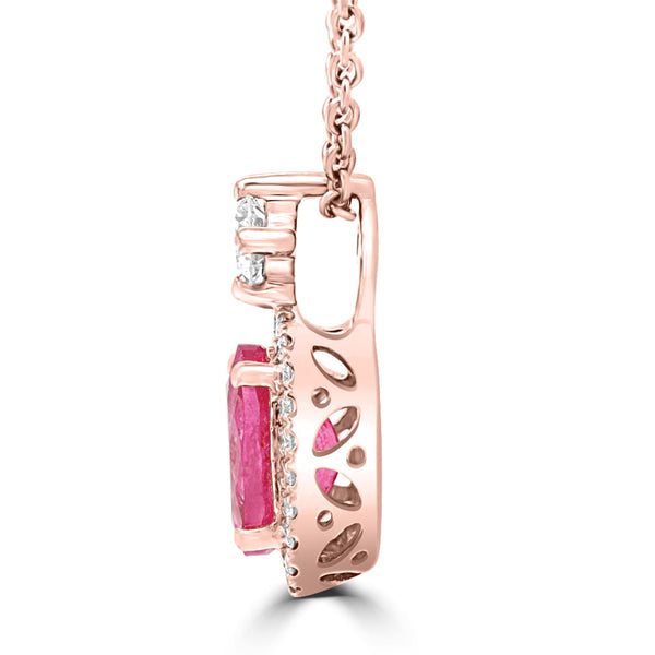 0.97ct Pink Spinel Necklace with 0.32ct Diamonds set in 14K Yellow Gold