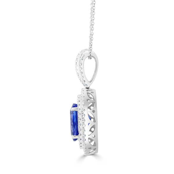 5.09ct Tanzanite Pendant with 0.87tct Diamonds set in 14K White Gold