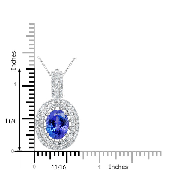 5.09ct Tanzanite Pendant with 0.87tct Diamonds set in 14K White Gold