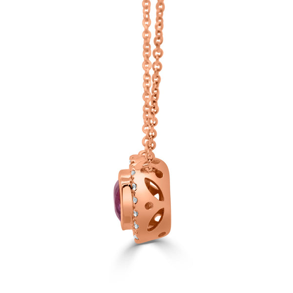 1.01ct Sapphire necklaces  with 0.16tct diamonds set in 14KT rose gold