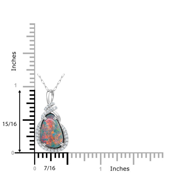 3Ct Opal Pendant With 0.16Tct Diamonds Set In 14K White Gold