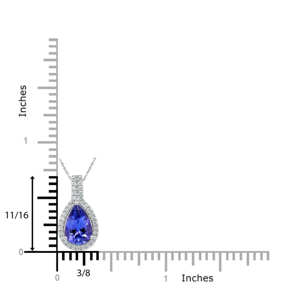 1.47Ct Tanzanite Pendant With 0.15Tct Diamonds Set In 14K White Gold
