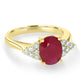 2.08ct Ruby Ring With 0.22tct Diamonds Set In 14K Yellow Gold