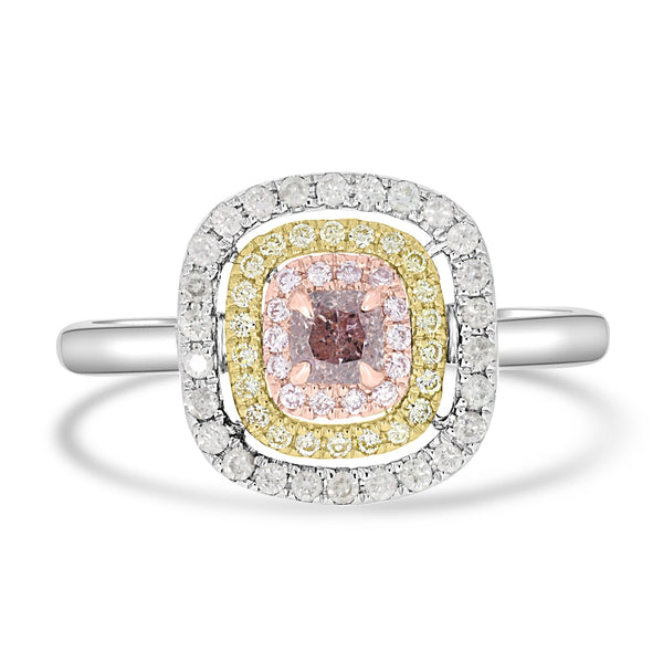 0.22ct Pink Diamond Rings with 0.26tct Diamond set in 14K Two Tone Gold