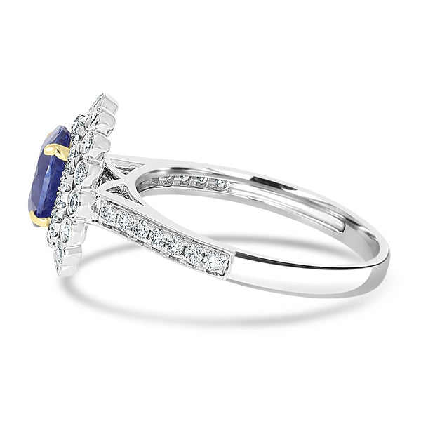 1.4ct Sapphire Rings with 0.44tct Diamond set in 14K White Gold