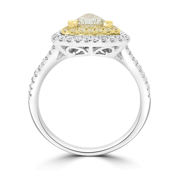 1.08ct Yellow Diamond Rings with 0.56tct Diamond set in 14K Two Tone Gold