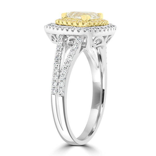 1.08ct Yellow Diamond Rings with 0.56tct Diamond set in 14K Two Tone Gold