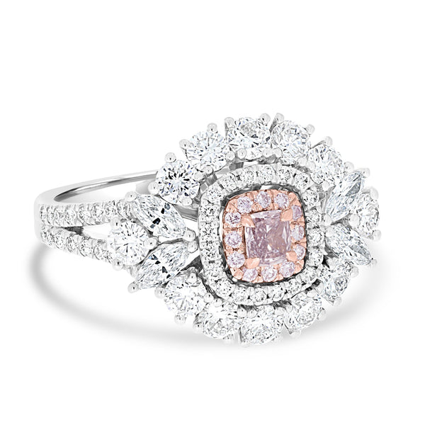 0.17ct Pink Diamond Rings with 0.79tct Diamond set in 14K Two Tone Gold