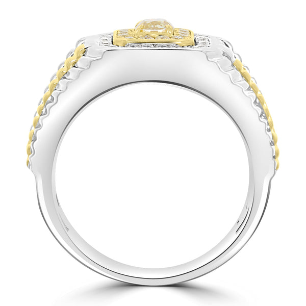 0.51ct Yellow Diamond Rings with 0.35tct Diamond set in 14K Two Tone Gold