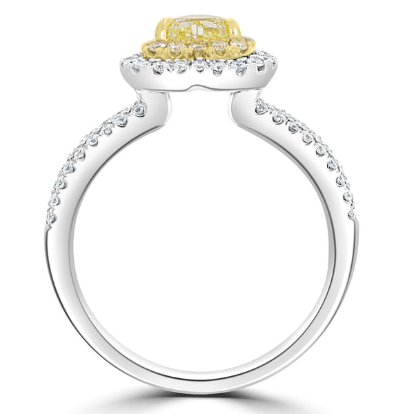 0.51ct Yellow Diamond Rings with 0.7tct Diamond set in 14K Two Tone Gold