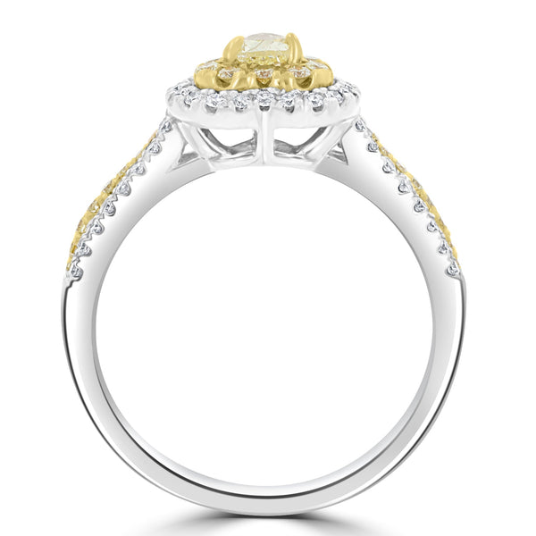 0.21ct Yellow Diamond Rings with 0.46tct Diamond set in 14K Two Tone Gold