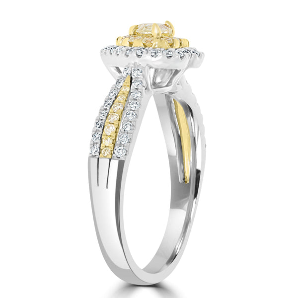 0.21ct Yellow Diamond Rings with 0.46tct Diamond set in 14K Two Tone Gold