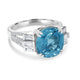 8.95 Blue Zircon Rings with 0.71tct Diamond set in 14K White Gold