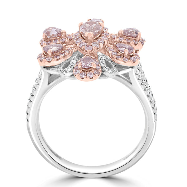 0.94tct Pink Diamond Rings with 0.89tct Diamond set in 14K Two Tone Gold