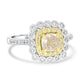 1.02ct Yellow Diamond Rings with 0.63tct Diamond set in 14K Two Tone Gold