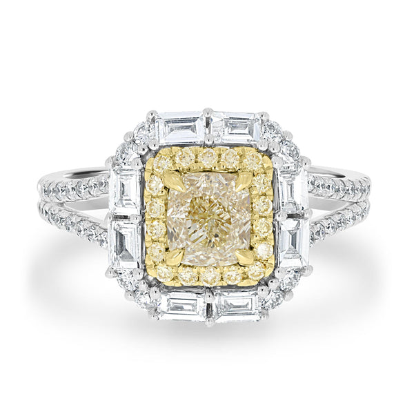 1.01ct Yellow Diamond Ring with 0.97tct Diamonds set in 14K Two Tone Gold